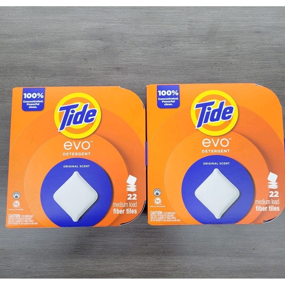 2 Tide Evo Laundry Detergent Tiles 22ct Original Scent Concentrated Discontinued